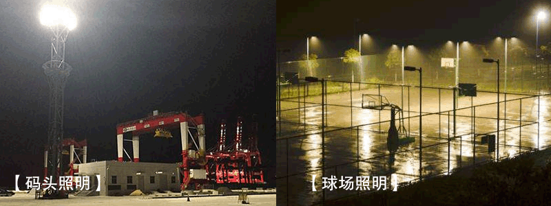 LED企鹅防眩泛光灯应用于篮球场和码头麻豆视频传媒下载照明效果