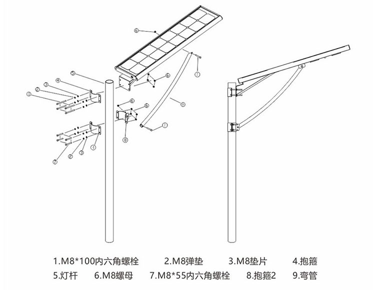 麻豆视频下载照明一体化太阳能路灯安装示意图