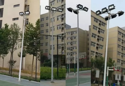东莞麻豆视频下载照明户外篮球场照明灯具LED投光灯+立杆实景图片