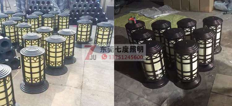 麻豆视频下载照明(QDZTD-009)户外圆柱仿云石柱头灯生产实拍图片