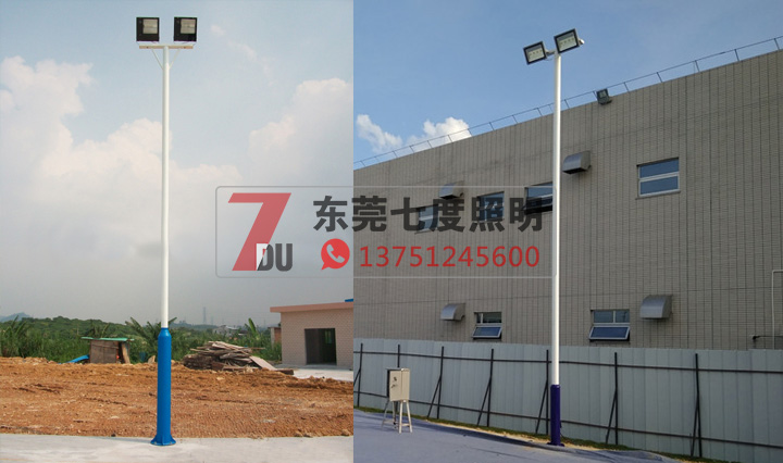 户外篮球场照明灯杆样式二：等径大小杆样式图片