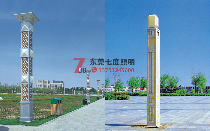 广场园林麻豆最新网址柱安装效果图片