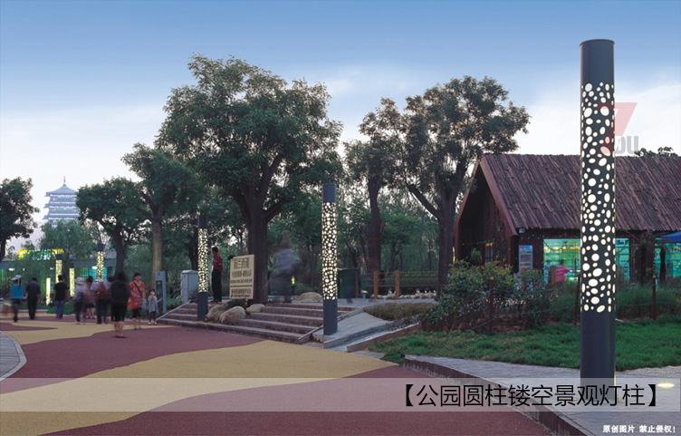 4米公园圆柱形镂空麻豆最新网址柱实景