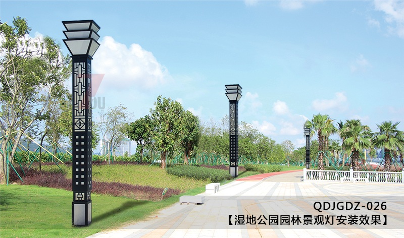 (QDJGDZ-026)公园广场中式文化方形麻豆最新网址柱安装实景效果