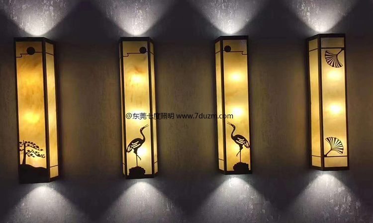 东莞麻豆视频下载照明简约新中式室外景观墙壁灯展示亮灯效果图片