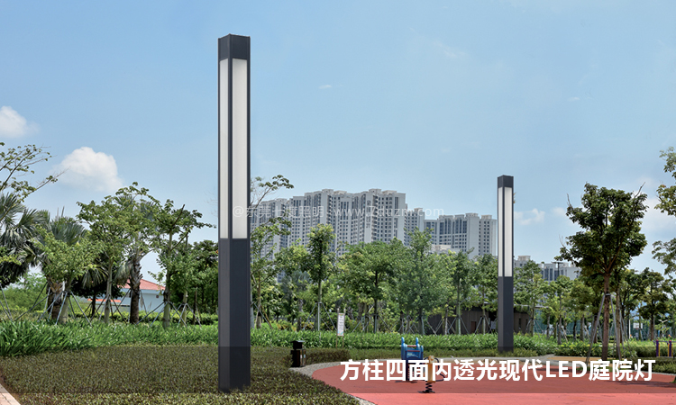 园林现代4米方形LED麻豆最新网址柱公园安装效果