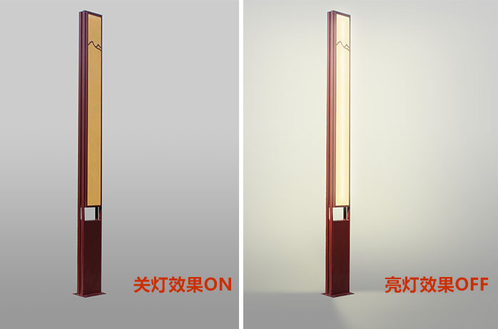 QDJGDZ-034特色新中式仿云石庭院麻豆最新网址柱关灯与亮灯效果实拍